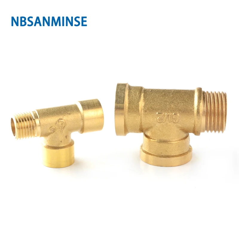 

NBSANMINSE 10pcs/lot SM1007-FFM Reducing Tee Fitting 1/2 1/4 Female And Male For Water Heating Copper Connector Joint Fitting