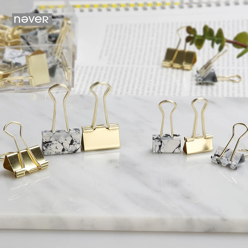 Clip à longue queue en marbre doré, accessoire de bureau créatif à la mode