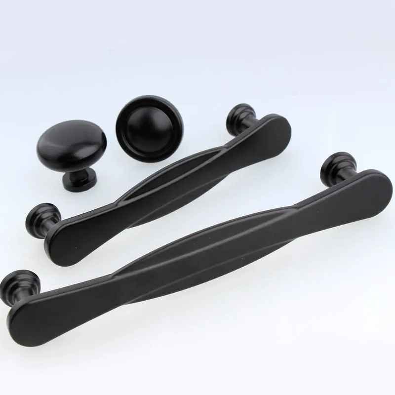 96mm modern simple black kitchen cabinet cupboard door handles retro simple matte black drawer shoe cabinet knobs pulls 128mm 5