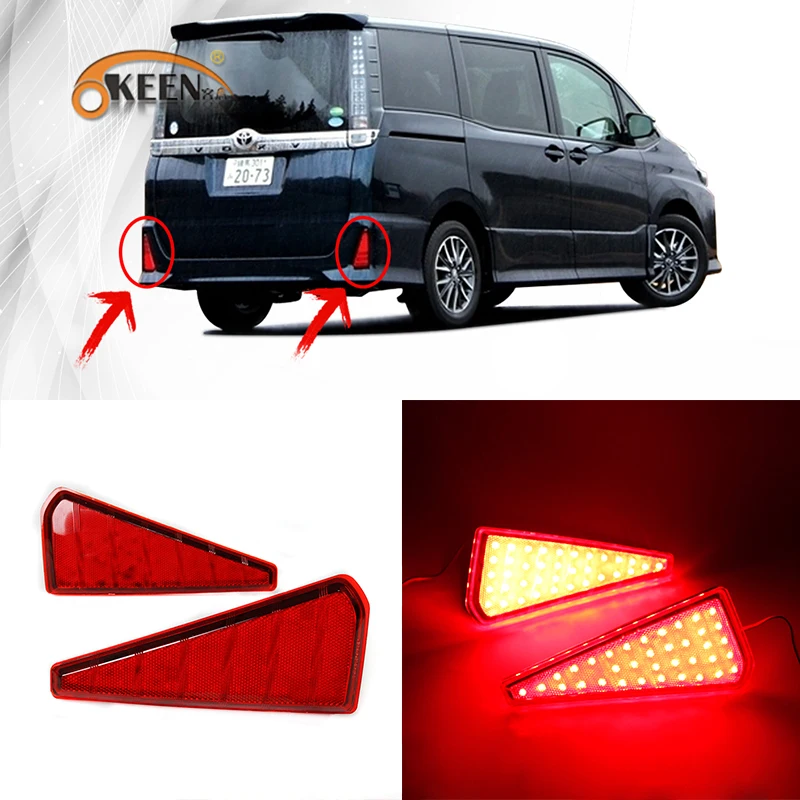 

OKEEN 2pcs LED Rear Bumper Reflectors Light for Toyota Noah 2015 Voxy 2015 Tail Light Brake Stop Turn Signal Lights Fog Lamp