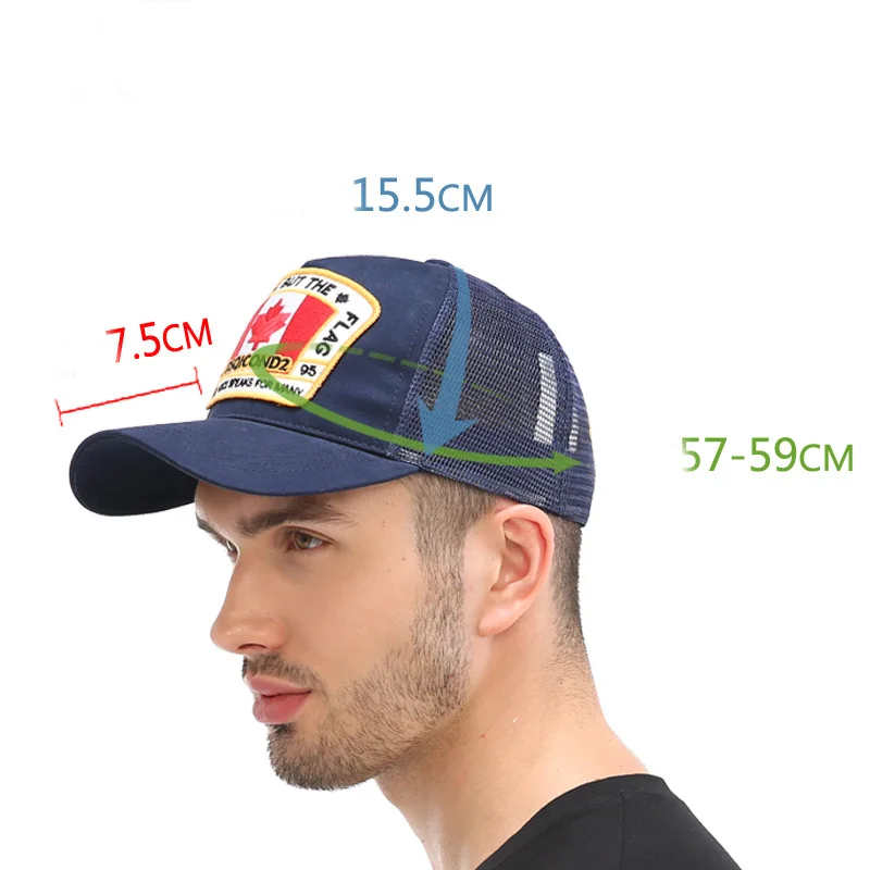 DSQICOND2 Maple Leaf Mesh Baseball Cap DSQ2 Letters High Quality Men Women Cap Custom Design ICON Logo Cap Bonnet Homme Dad Hat