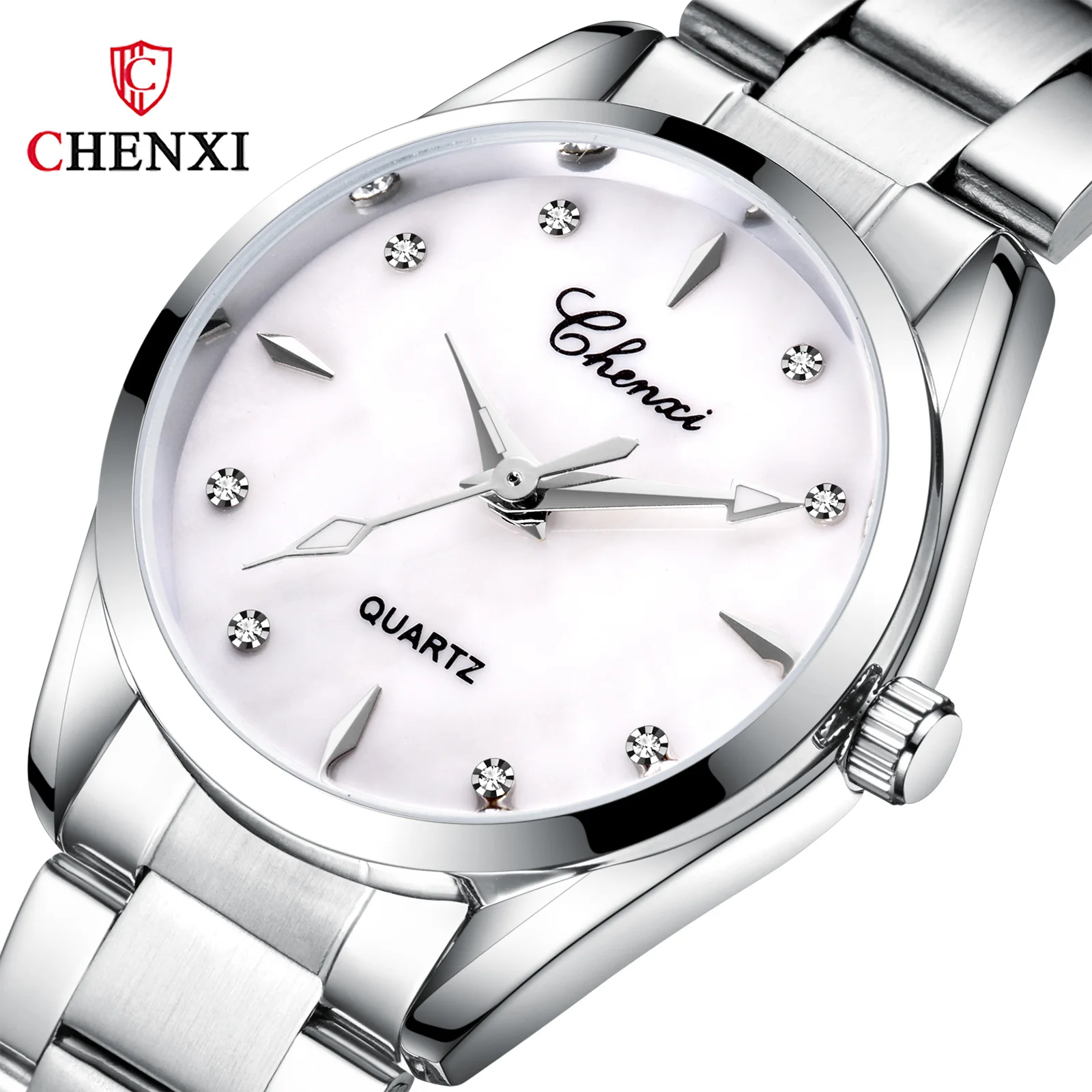 

Fashion CHENXI Top Brand Women Watches Rhinestone Shell dial Clock Quartz Wristwatches Lady Luxury Full Steel Watch montre femme