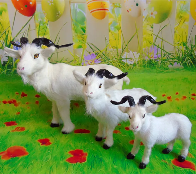 

simulation sheep model polyethylene&fur white goat prop one lot/3 pcs,handicraft home decoration gift b1725