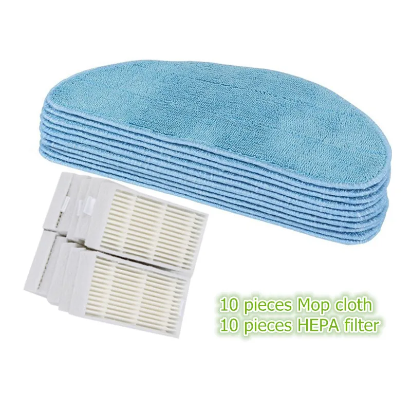 Paño de fregona Robot y filtro HEPA blanco para Chuwi ilife v5 ilife v5s pro ilife x5 V3 + V3 v5pro, piezas de aspiradora, 10 Uds.