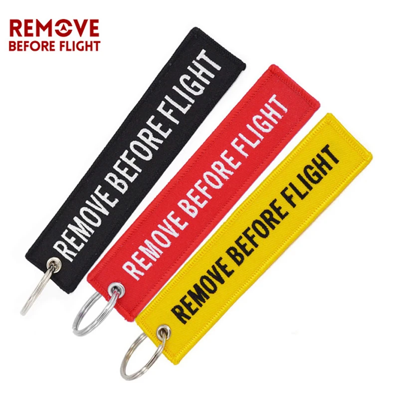 Remove Before Flight Keychain Motorcycle Key Ring Red Embroidery Keyring Chain for Aviation Tags OEM Key Chains Fashion Jewelry