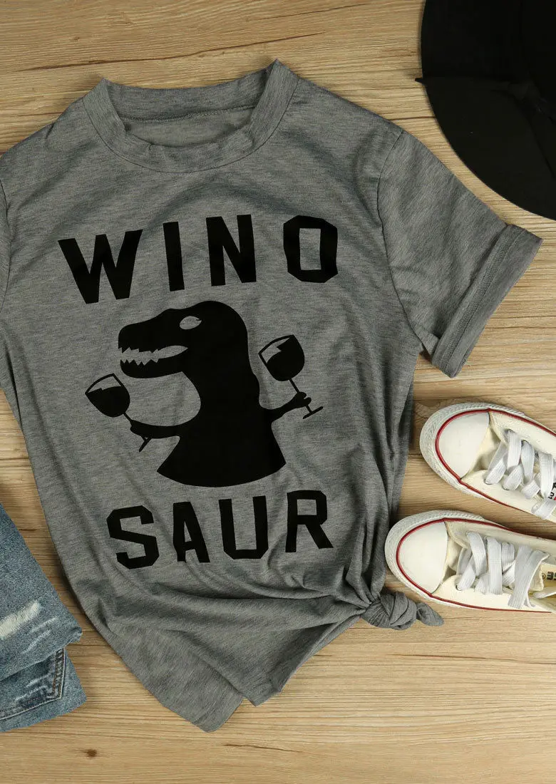 

Skuggnas WINOSAUR WINE T-SHIRT Funny dargon 90s women Tumblr graphic Cotton Tee Shirt aesthetic harajuku grunge Tops camiseta