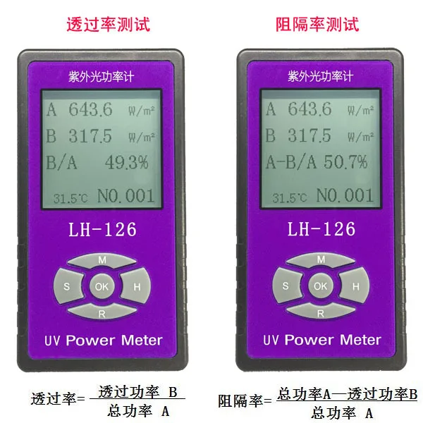 UV power Meter detector Handheld Glass Fabric glasses UV blocking rate Solar Films UV Light radiation strength tester