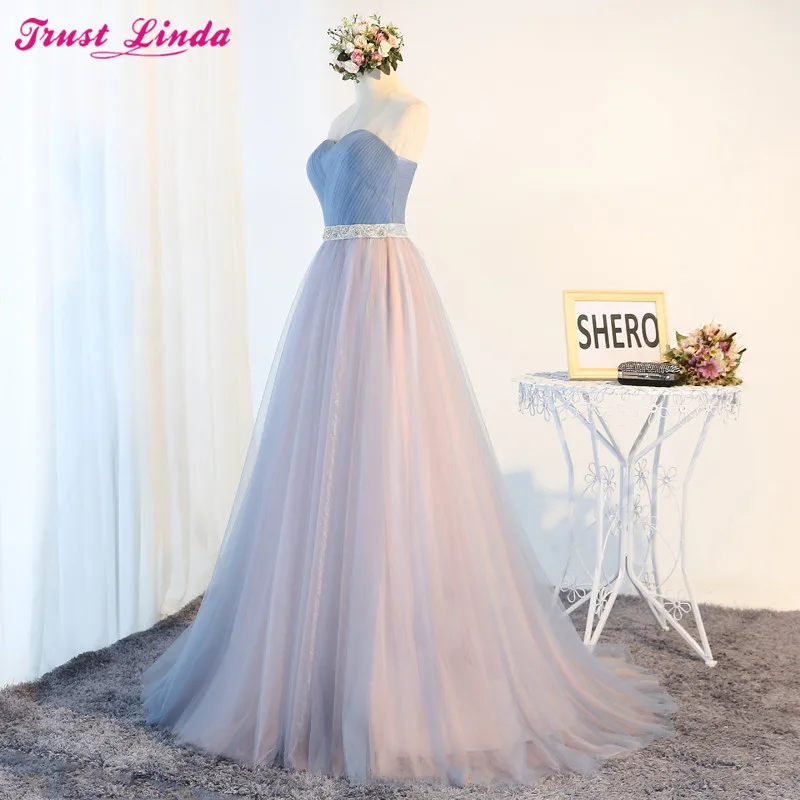 New  Style Real sample charming bridesmaid dresses A-line lace up beading crystal prom dresses sashes Bridal party gowns