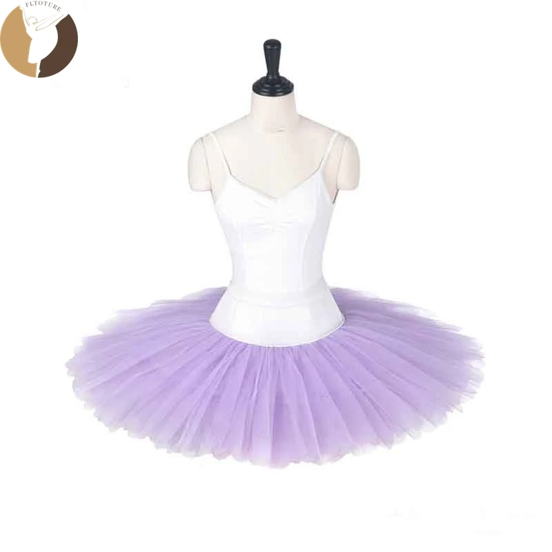 FLTOTURE Professional Ballet Half Tutu 7 layers Net Waistband Girl Dance Practice Costumes Ballerina Rehearsal White Half Skirts