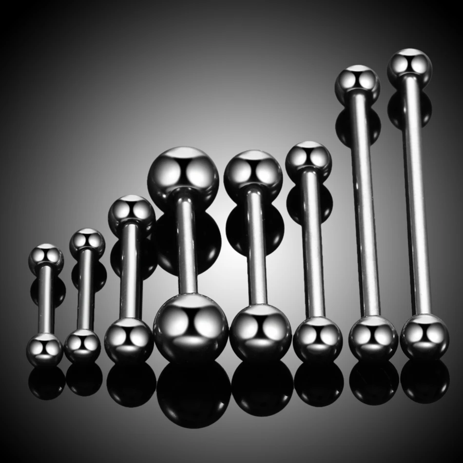 10PCS G23 Titanium Tongue Stud Barbell Ring Nipple Barbell Long Bar Ear Cartilage Industrial Barbell Earrings Piercing Jewelry