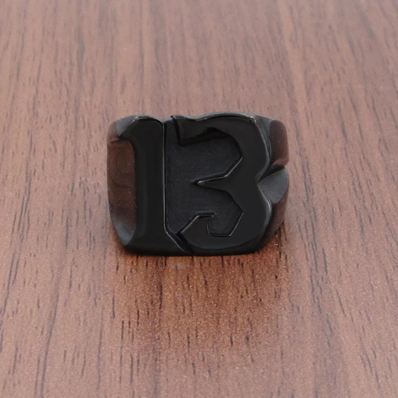 Punk 316L Stainless Steel Gold Plated Black Plated Number 13 Ring Vintage Jewelry