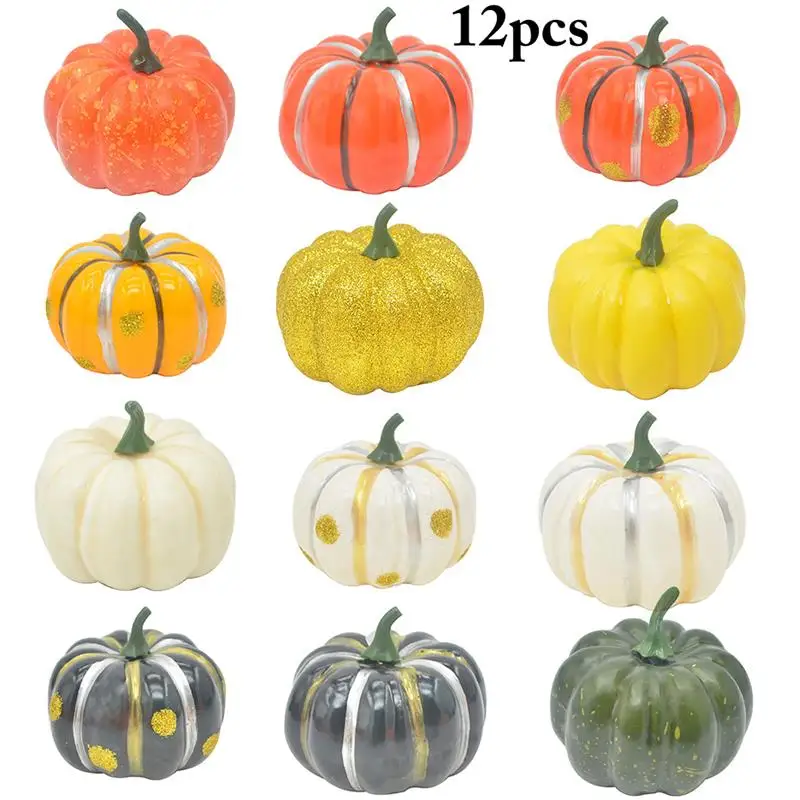 

12pcs Halloween Pumpkin Artificial Pumpkin Photo Prop Foam Festival Halloween Party Table Garden Decor Ornament Craft