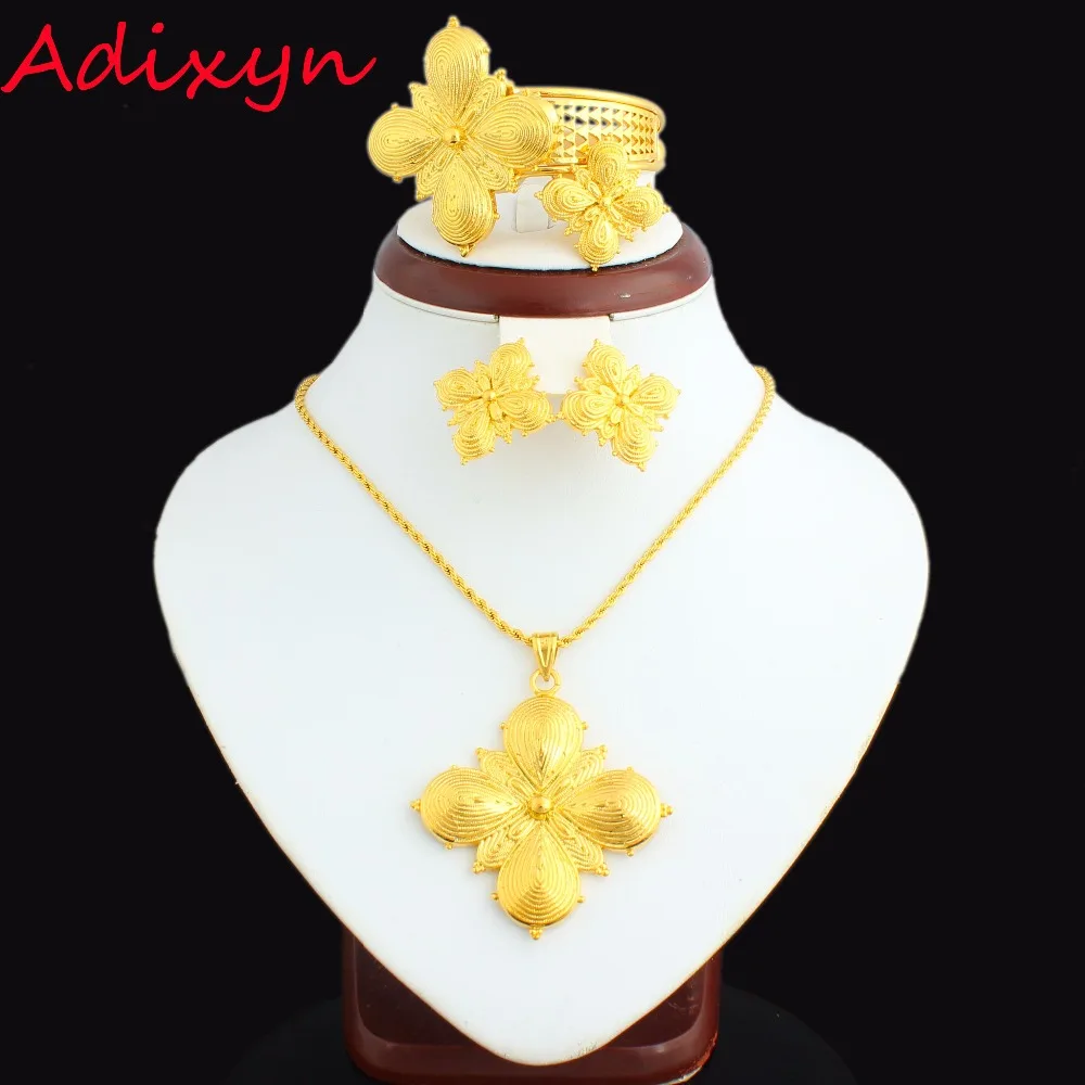 

New Ethiopian Cross Set Jewelry 24k Gold Color African/Eritrea/Kenya Bridal Habesha Wedding Gift