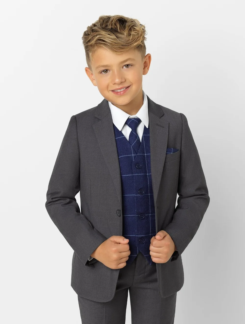 2019 Nuovo Arrivo Abiti per ragazzi ha Raggiunto Il Picco Risvolto Bambini Abiti Su Misura di abbigliamento Set 3 pezzi Prom Abiti (jacket + pants + Tie + Vest) 009