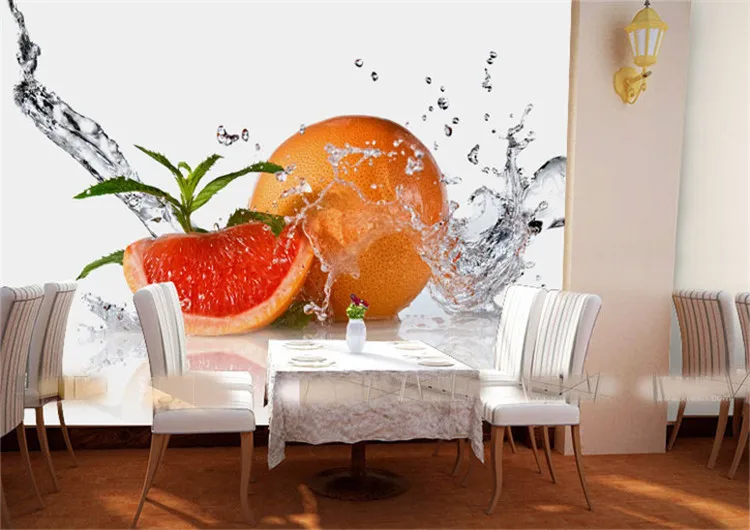 

3d papel Murals Water drop fruit orange 3d wallpaper for kitchen room photo mural dinning room 3d wall murals