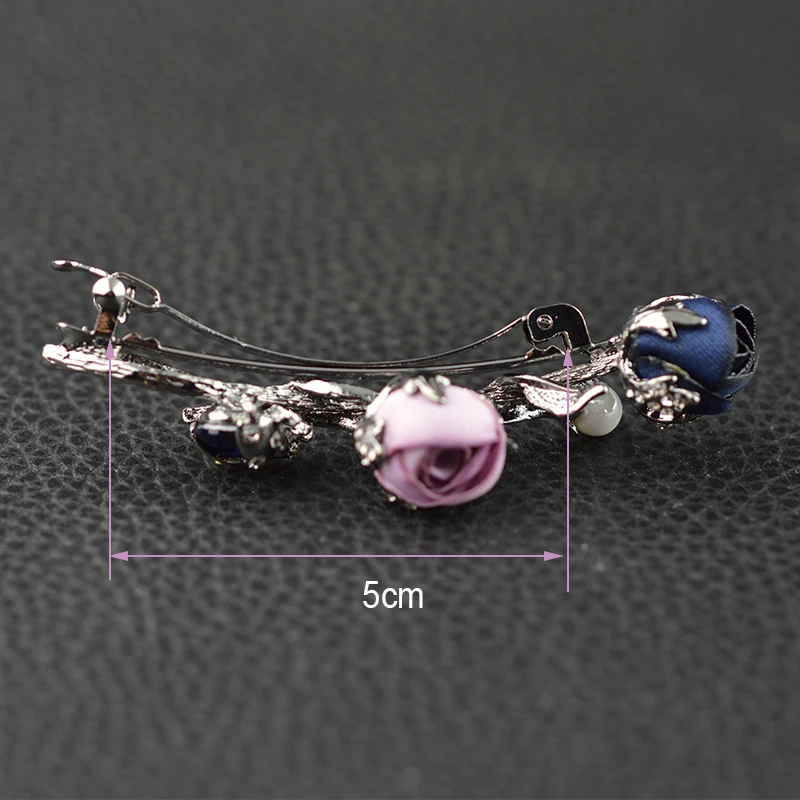 Girls headwear romantic rose flower hair clip for girls vintage hair barrettes rhinestone hair accessories for women