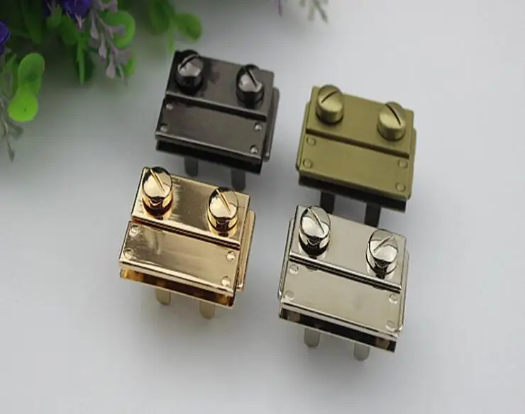 4 color (10 PCS/lot) high-end electroplating square insert lock diy metal leather handbag decorative buckle accessories