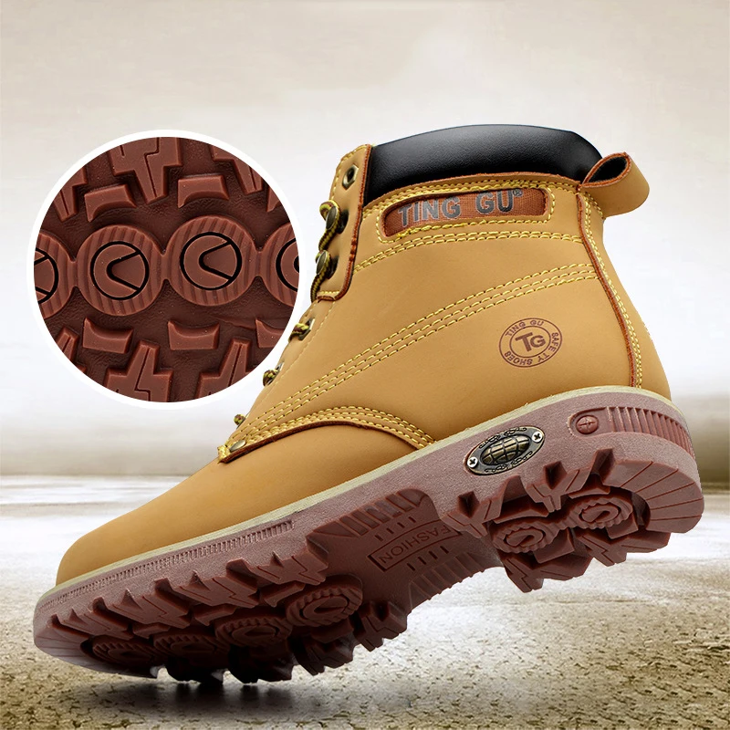 High Quality Safety Shoes for Men Steel Toe Breathable Leather Work Boot Anti-slip Boots Shoes