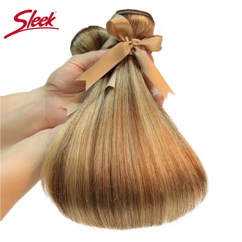 Sleek-extensiones de cabello humano liso, mechones de pelo peruano Remy P27/23 P6/22 P8/22, 10-24 pulgadas