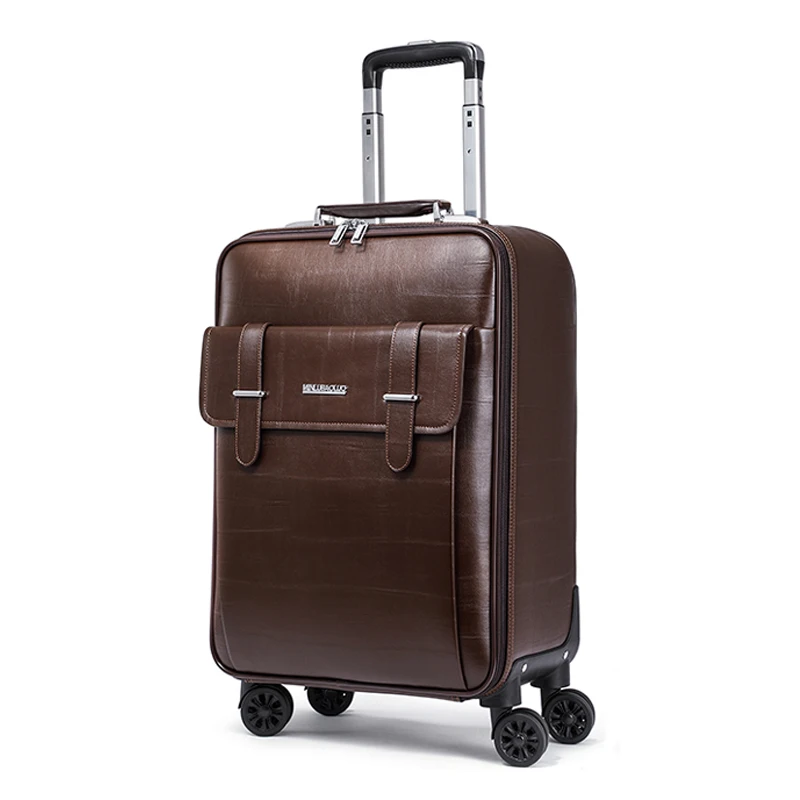 New 16/20/24 inch men business genuine leather hand luggage Women cabin travel trolley bags vs trolley suitcase on wheels