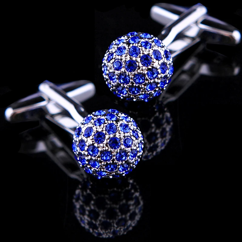 KFLK Jewelry Brand Blue Crystal Ball Cuff link Wholesale Buttons designer High Quality shirt cufflinks for mens guests