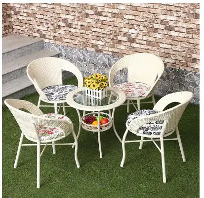 Balcony table and chair. Cane chair. Tea table. Three-piece living room indoor recreational furniture