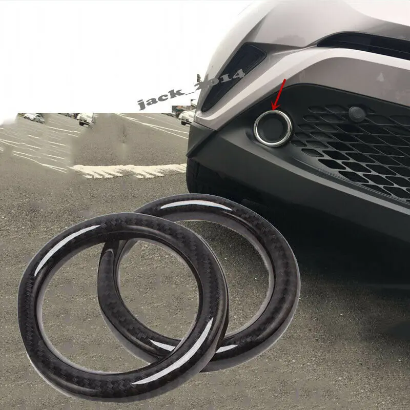 

2PCS carbon fiber Front Fog Light Lamp Trim Ring For Toyota C-HR CHR 2016 2017 2018