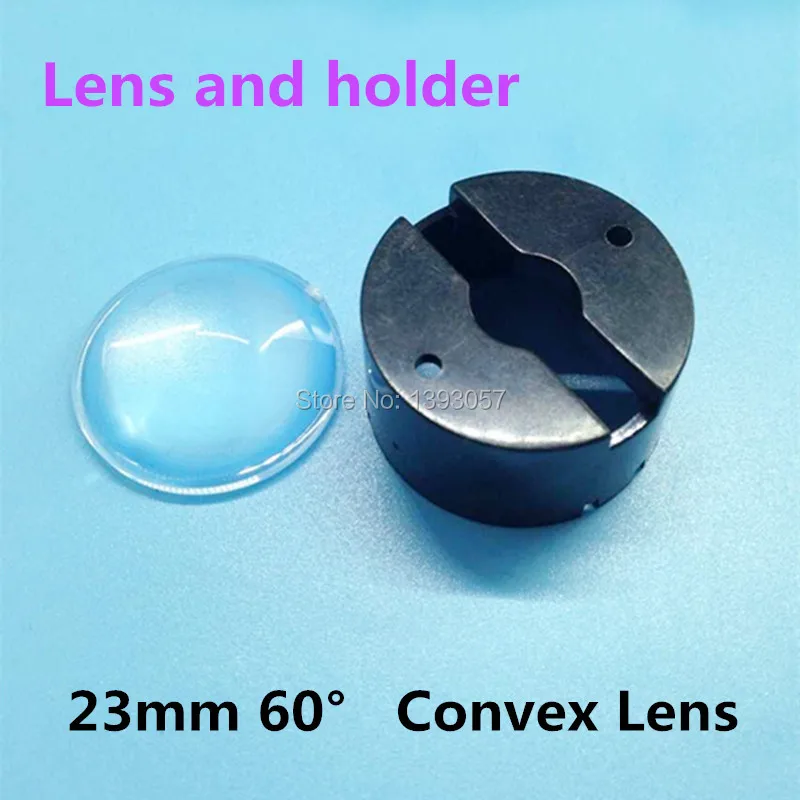 50set/lot  LED Lens 23mm 60 degree with Black holder set sell bracket optical car lenses Semicircular Convex power lens