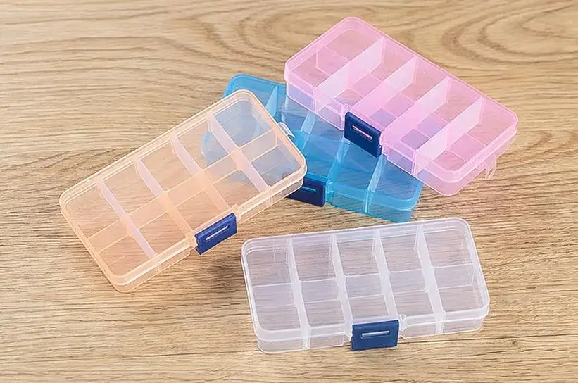 Fedex DHL Free Shipping Adjustable 10 Compartment Plastic Clear Storage Box for Jewelry Earring Tool Container,600pcs/lot