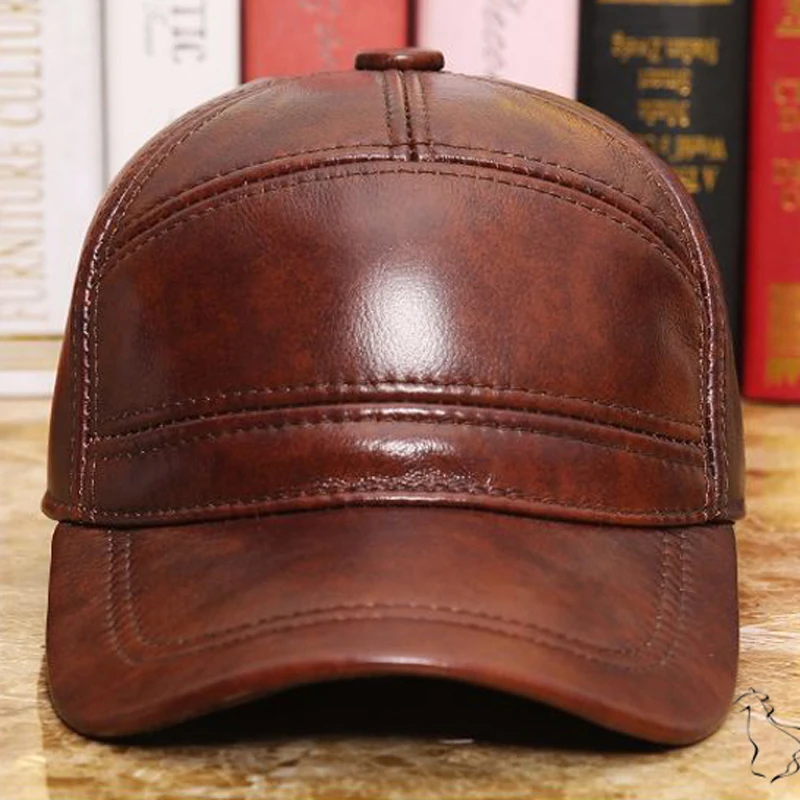 Gorras Winter 2024 Military Hats Haisum Genuine Leather Men\'s Army Cap Hat Best Quality Dad Cowhide Adult Solid Adjustable