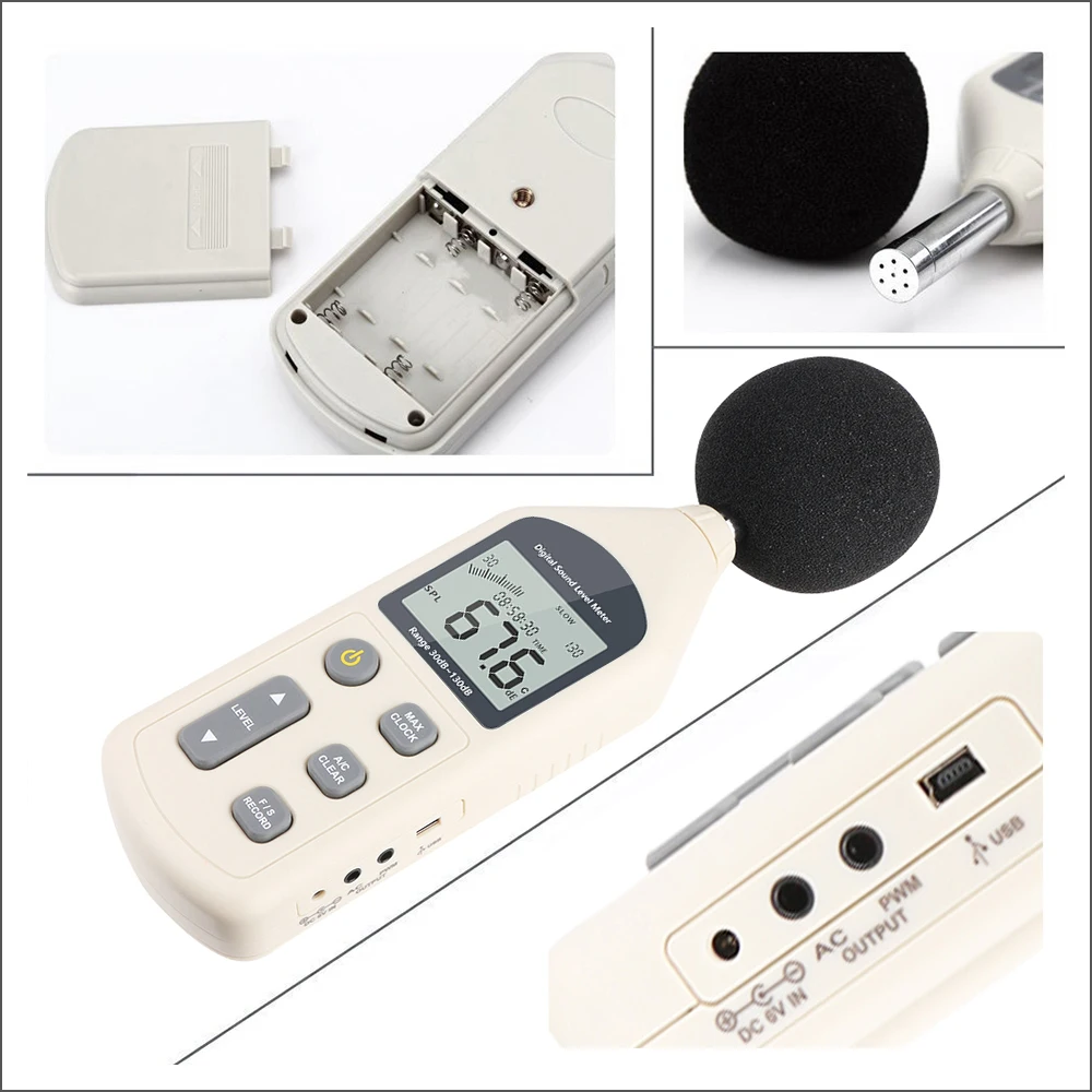 RZ Digital Sound Level Meter USB Noise Tester Meter Decibel Meter Noise Meter GM1356 30-130dB A/C FAST/SLOW DB GM1356