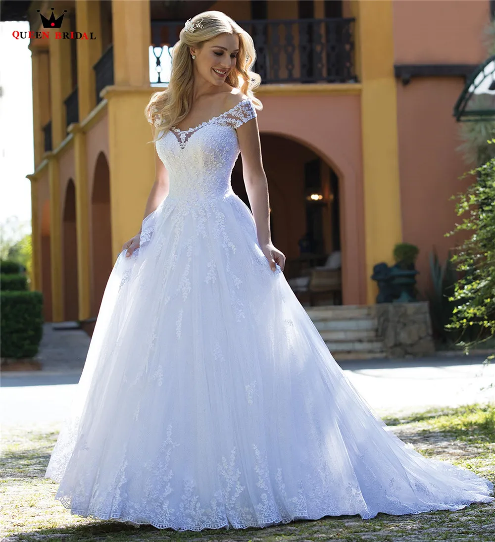 Robe de mariée trapèze en Tulle et dentelle, à manches cape, sur mesure, avec des Appliques de perles, élégante, formelle, nouveau Design, WH32, 2022