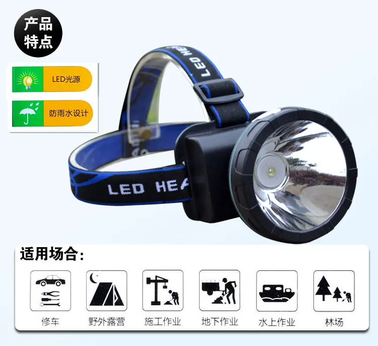 LED blue light fishing headlamp riding bike hunting miner\'s lamp torch flashlight camping lighting fish headlights