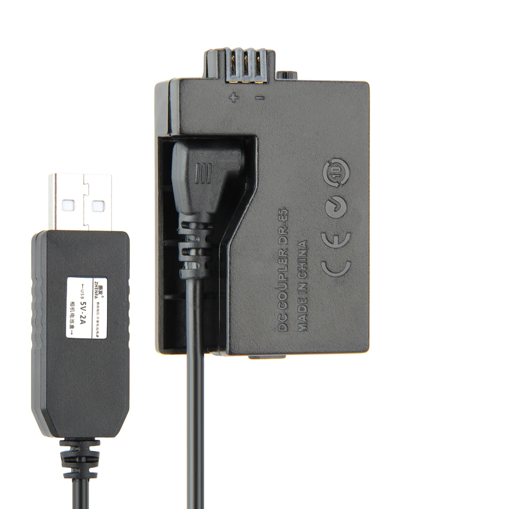 5V USB ACK-E5 zasilacz DC kabel napędowy moc LP-E5 imitacja baterii DR-E5 DC łącznik uchwyt do Canon EOS 450D 500D 1000D XS XSi