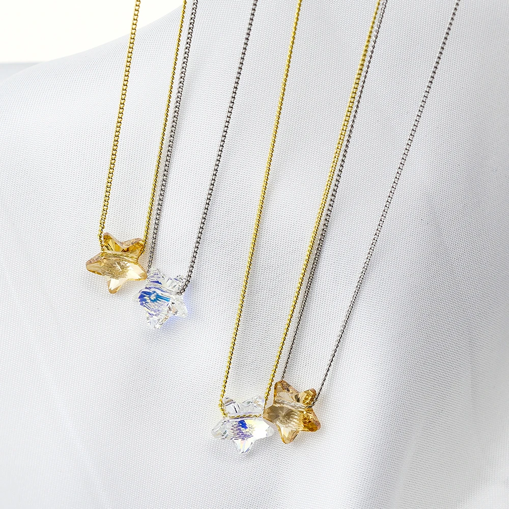 BAFFIN Simple Star Beaded Necklaces Pendant Crystals from Austria Silver Color Chain Necklaces For Women Office Jewelry