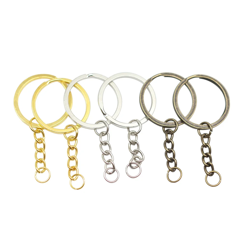 10Pcs/Lot 25/28/30mm Key Ring Key Chain Rhodium Round Split Keychain Keyrings for DIY Jewelry Making Key Chains Accessories