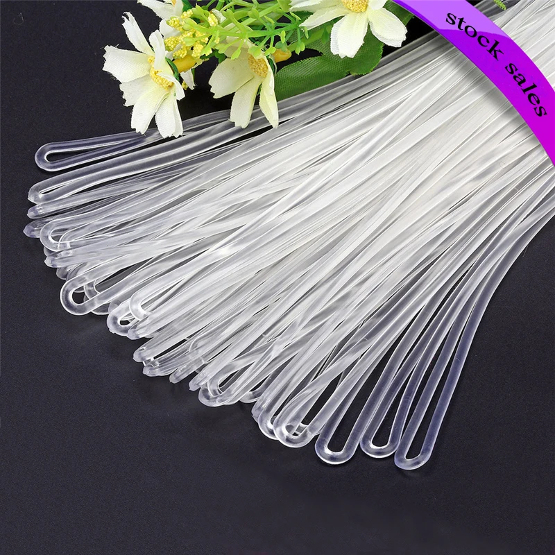 100pc/lot luggage tag transparent plastic worm lanyard rubber loop Tags special chain Price sign rope