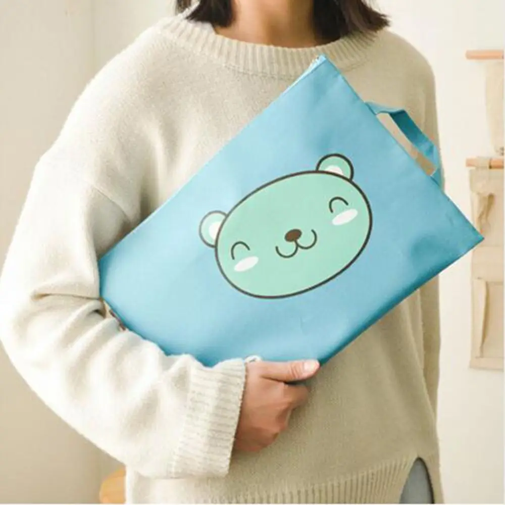 1pcs Cartoon  Large Capacity Canvas Storage Card Holder For A4 Binder Rings Notebook Zipper Bag Pouch Diary Planner Accessories