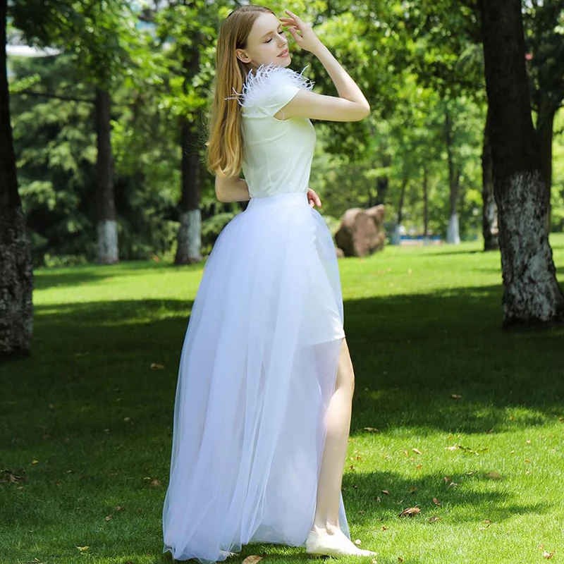 Fashion Women Sexy Mesh Long Tulle Skirt Floor Length Wedding Party Tutu Skirt