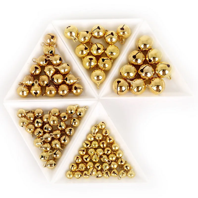 20-100 Stücke 6mm/8mm/10mm/12mm/14mm Gold Kupfer Lose Perlen kleine Jingle Bells Frohe Weihnachten Weihnachten Baum Dekoration Ornament Hause – Detail 5