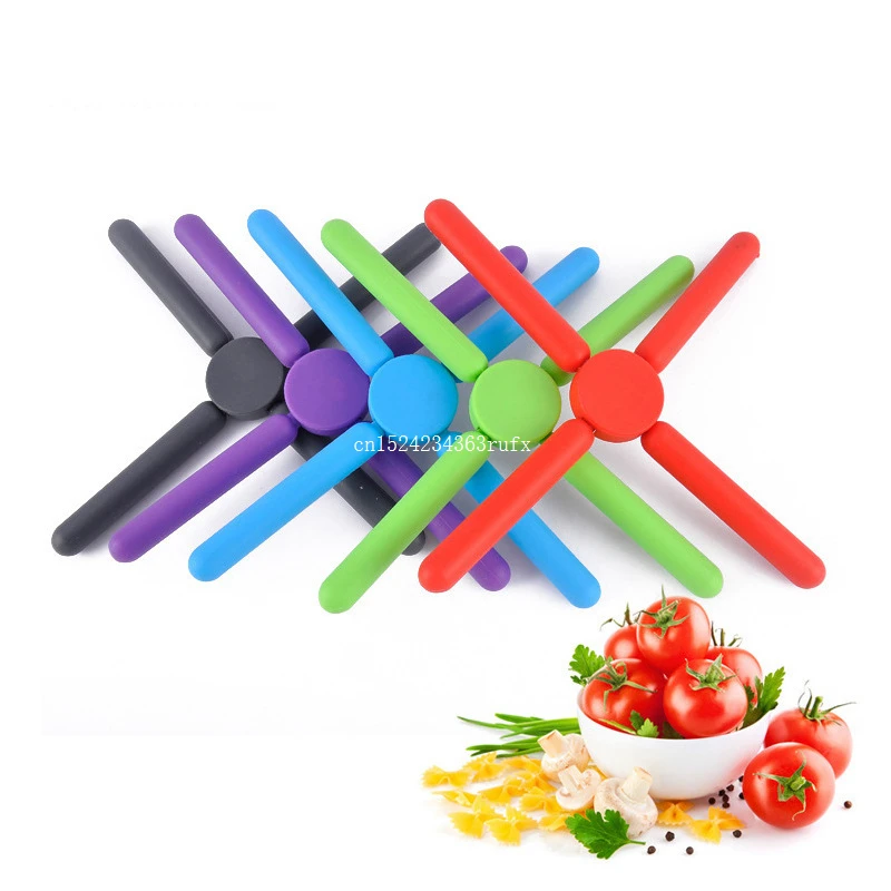 50pcs Kitchen Foldable Pot Pads Silicone Trivets Silicone Pot Holder Collapsible Pot Coasters