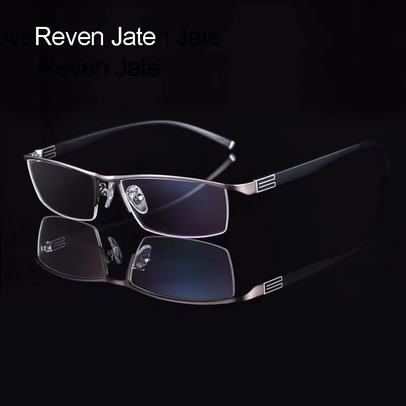 Reven Jate Titanium Alloy Front Rim Eyeglasses frame with Flexible Temple Arms Semi-Rimless Glasses Frame with 3 Optional Colors