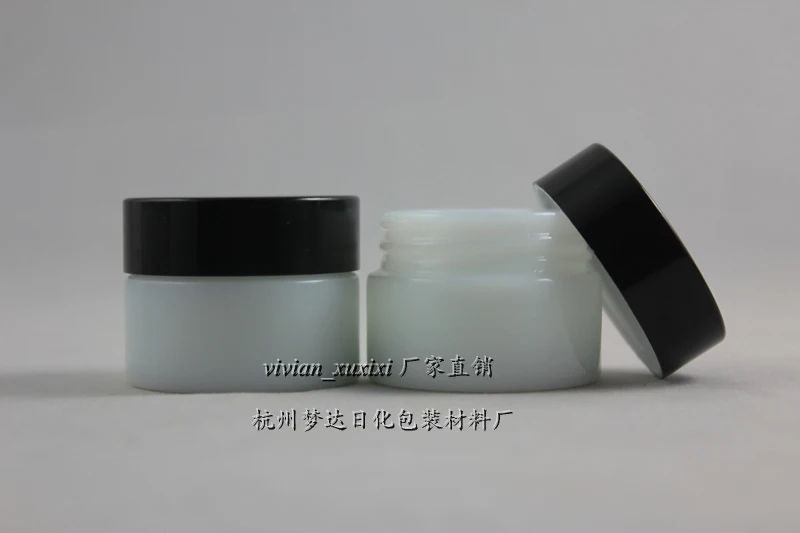 

15g white glass cream jar with black aluminum lid, 15g cosmetic jar,packing for sample/eye cream,15g mini jar/bottle