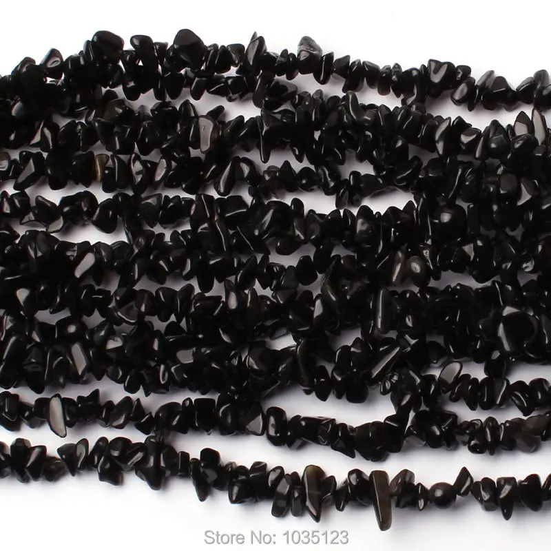 5-8mm Natural Black Chip Shape Obsidian DIY Loose Beads Strand 16\