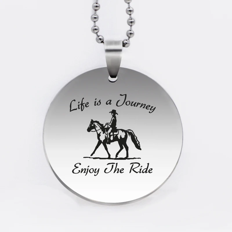 Ufine jewelry horse riding pendant army card life is a journey Enjoy the ride stainless steel customed necklace N4506