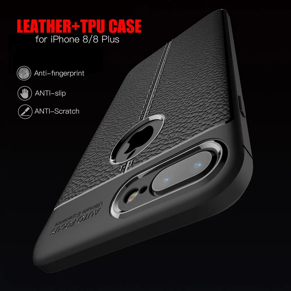 KOLPLER soft  Cases for iphone 8 Plus case cover silicone black cover for iphone se 8 8Plus case luxury Litchi Leather phone bag