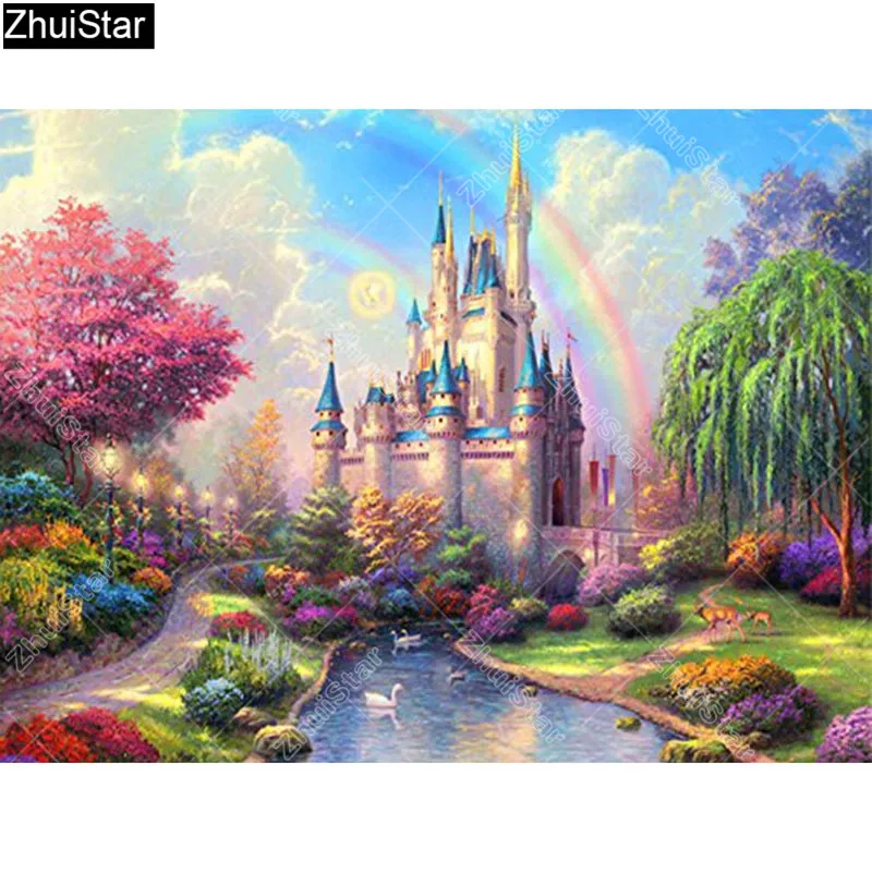 

Zhui Star Full Square Drill 5D DIY Diamond Painting "Cartoon Castle" 3D Embroidery Cross Stitch Rhinestone Mosaic Decor HYY