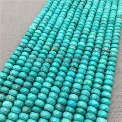 Faceted Natural Green Turquoises Rondelle Stone Loose Beads For Jewelry Making,5 Strands/lot