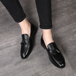 Yomior Autumn British Breathable Men Casual Leather Shoes Fashion Tassel Formal Dress Oxfords Party Wedding Sapato Masculino