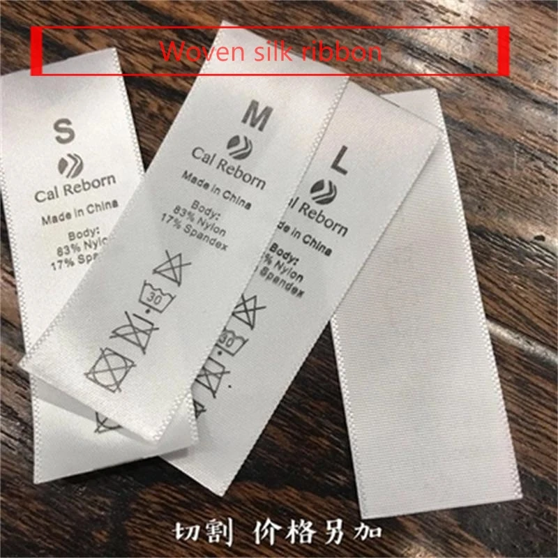 customized clothing silk/nylon/black care labels garment printed labels/logo/woven Washing standard/Component marking labels